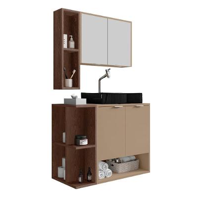 Gabinete Banheiro Star Cuba Dalla Preta Tor Dl08 Valv Click Carvalho-Fendi