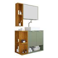 Gabinete Banheiro Star 2 Portas Com Espelheira E Cuba Dalla Pistache-Naturale - 1