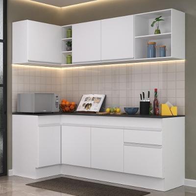 Armário de Cozinha Compacta de Canto Mp2093 7 Portas 1 Gaveta MDP 90cm Branco