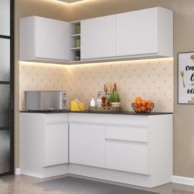 Cozinha Compacta de Canto Mp2092 6 Portas 1 Gaveta Mdf 90cm Branco com Tampo