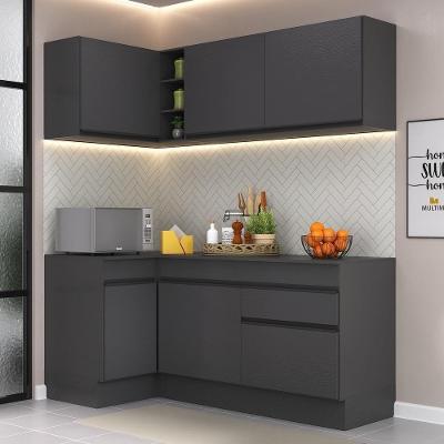 Armário de Cozinha Compacta de Canto Mp2092 6 Portas 1 Gaveta MDP 172cm Preto