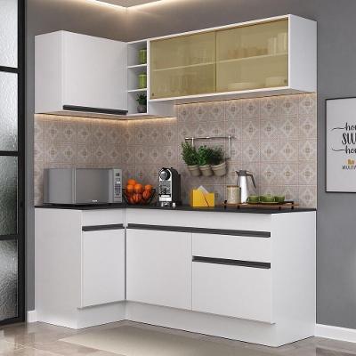 Armário de Cozinha Compacta de Canto Mp2091 6 Portas 1 Gaveta MDP Branco Preto