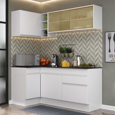Armário de Cozinha Compacta de Canto Mp2091 6 Portas 1 Gaveta MDP 172cm Branco
