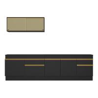 Armário De Cozinha Compacta 270cm Com Rodapé Veneza Multimóveis V2112 Preto/dourado Preto/dourado - 2