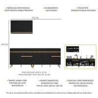 Armário De Cozinha Compacta 270cm Veneza Multimóveis V2076 Preto/dourado Preto/dourado - 5
