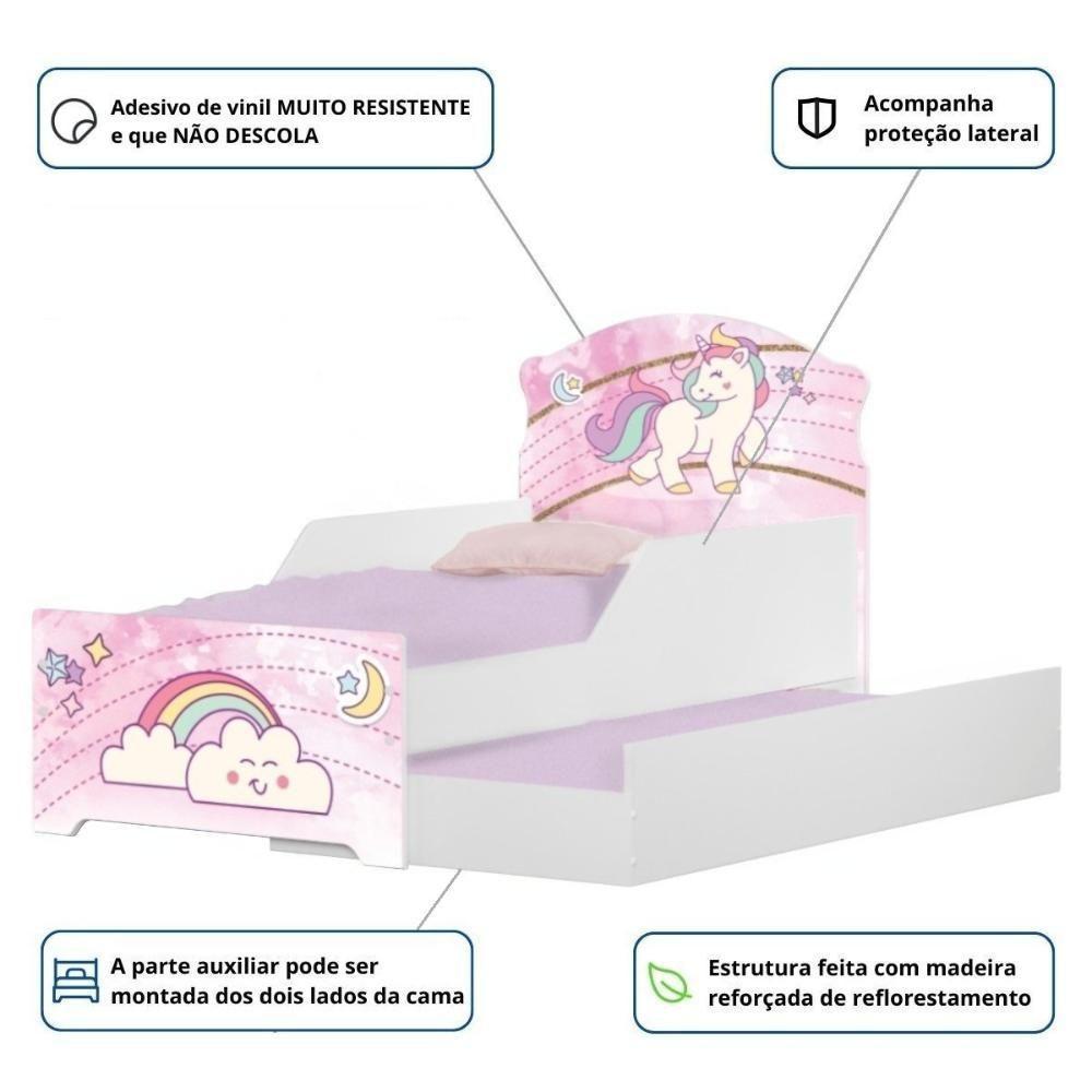 Bicama Infantil Tick Unicórnio Rosa Com Colchões - 4