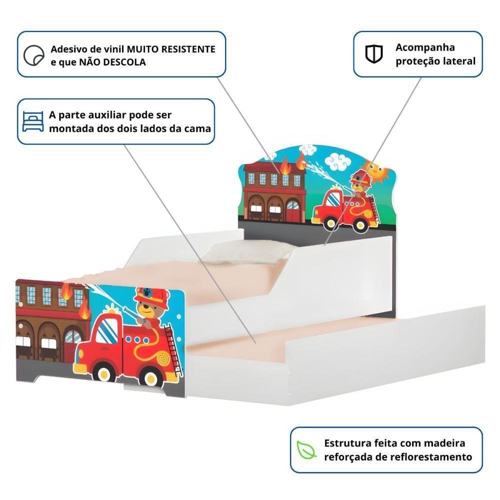 Bicama Infantil Tick Ursinho Bombeiro Com Colchão - 4