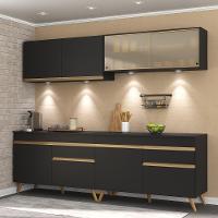 Armário De Cozinha Compacta 240cm Com Led Preto/dourado - 6