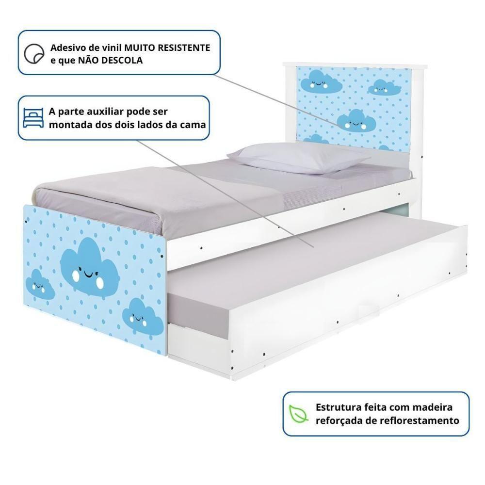 Bicama Solteiro Hop Com Cabeceira Nuvem Menino - 3