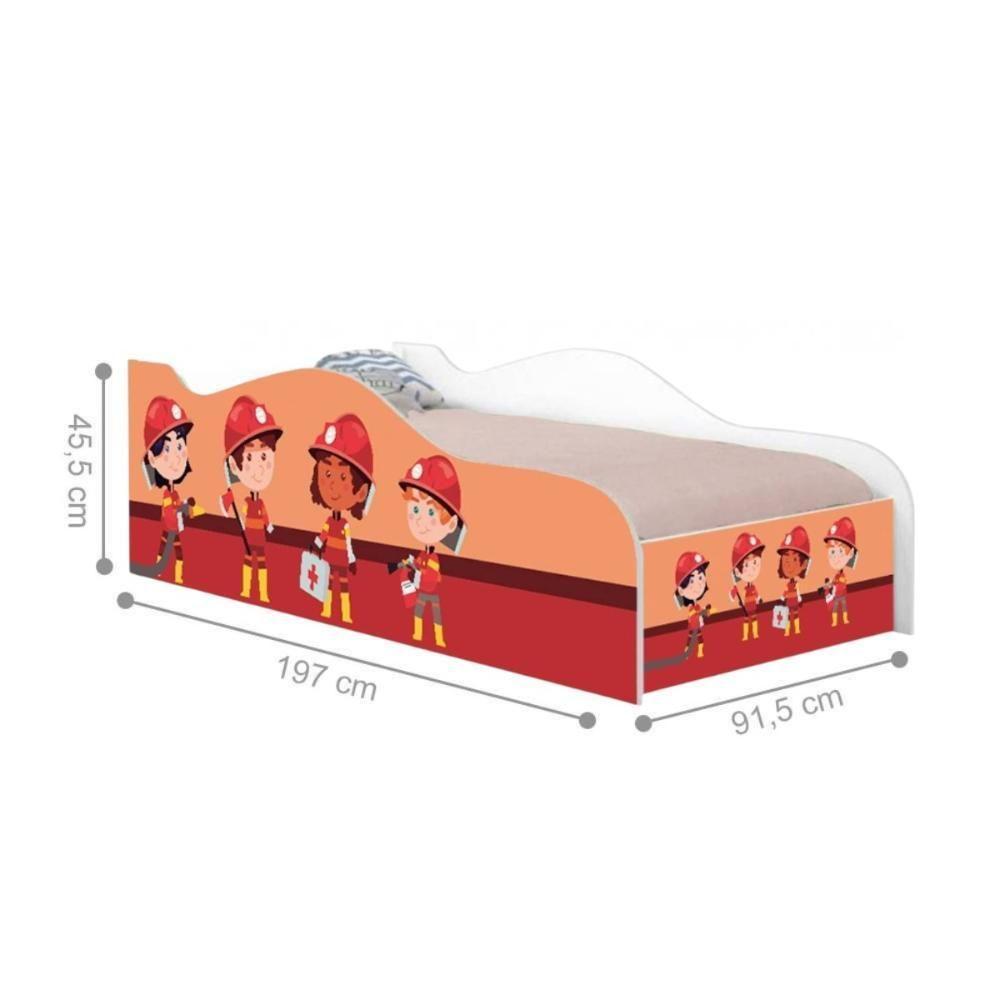 Cama Infantil Glow Tropa Bombeiros Com Colchão - 3