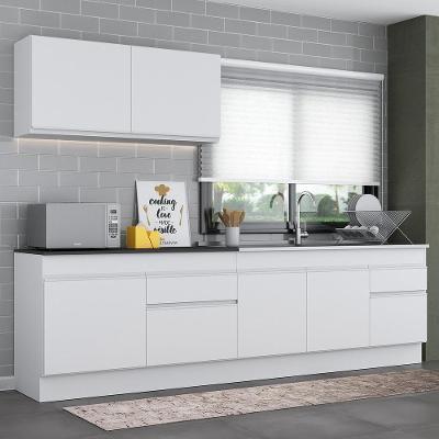 Cozinha Compacta Mp2111 7 Portas 2 Gavetas MDP 270cm Branco com Rodapé