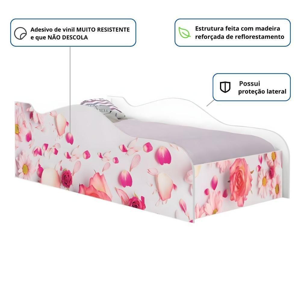Cama Infantil Glow Rosas Com Colchão - 2