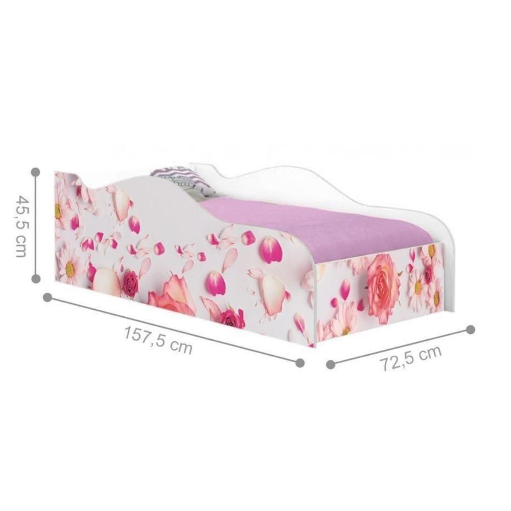 Cama Infantil Glow Rosas Com Colchão - 4