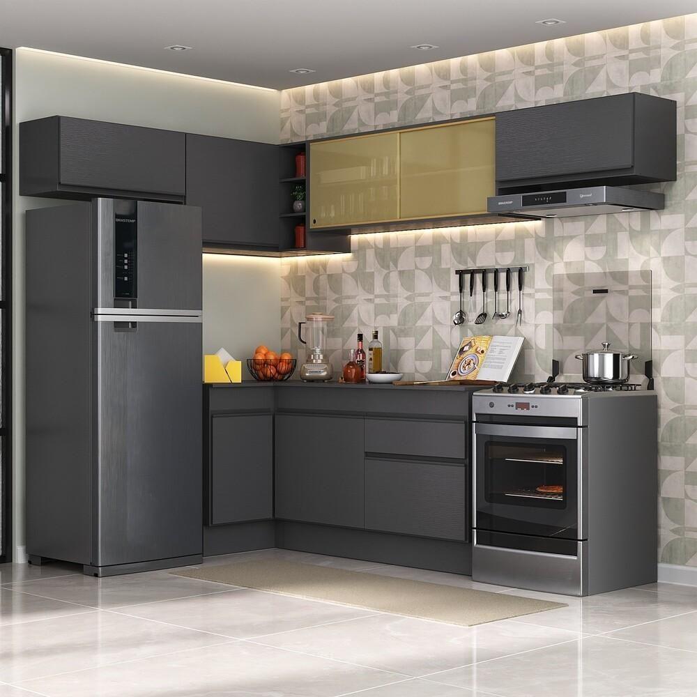 Armário De Cozinha Completa De Canto Mp2095.895 Preto - 1