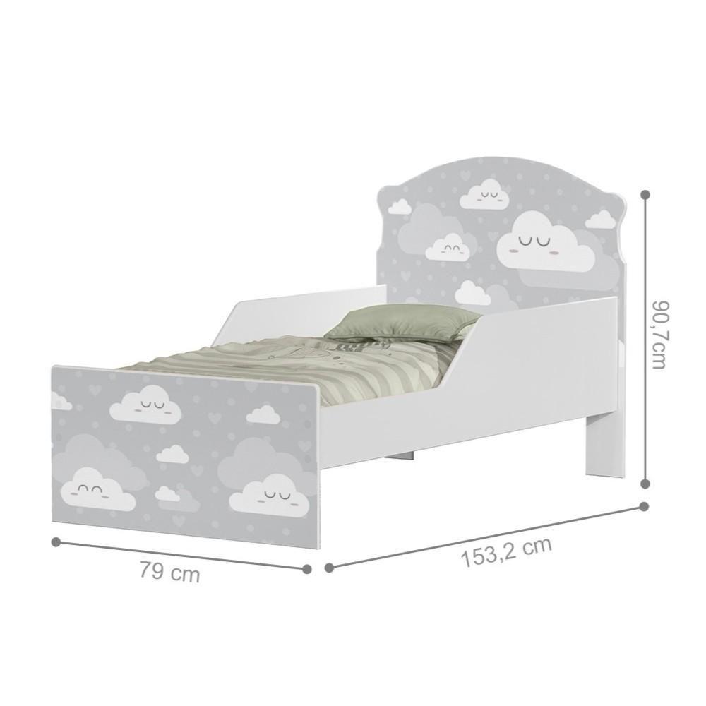 Cama Infantil Tick Nuvens Cinza Com Colchão - 3