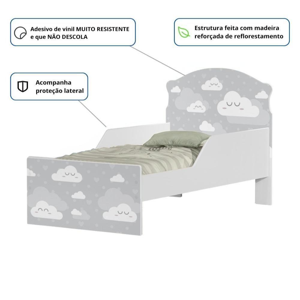 Cama Infantil Tick Nuvens Cinza Com Colchão - 4