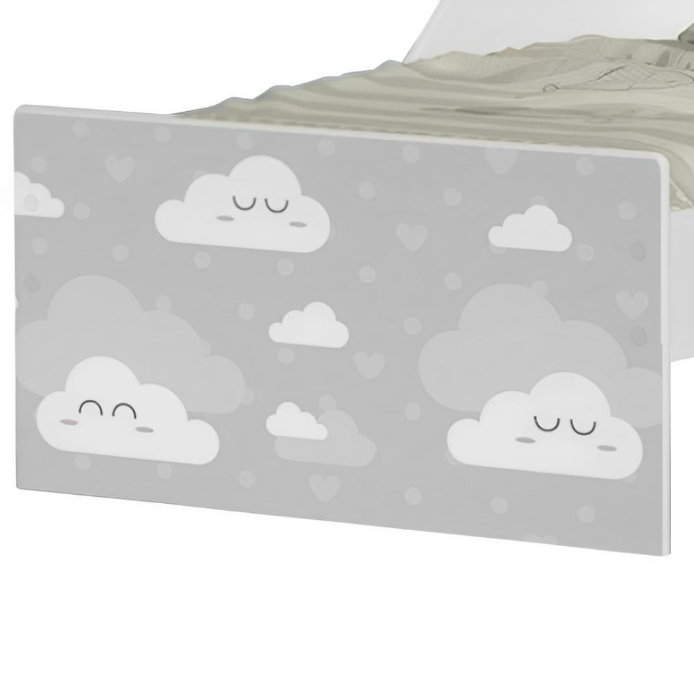 Cama Infantil Tick Nuvens Cinza Com Colchão - 5