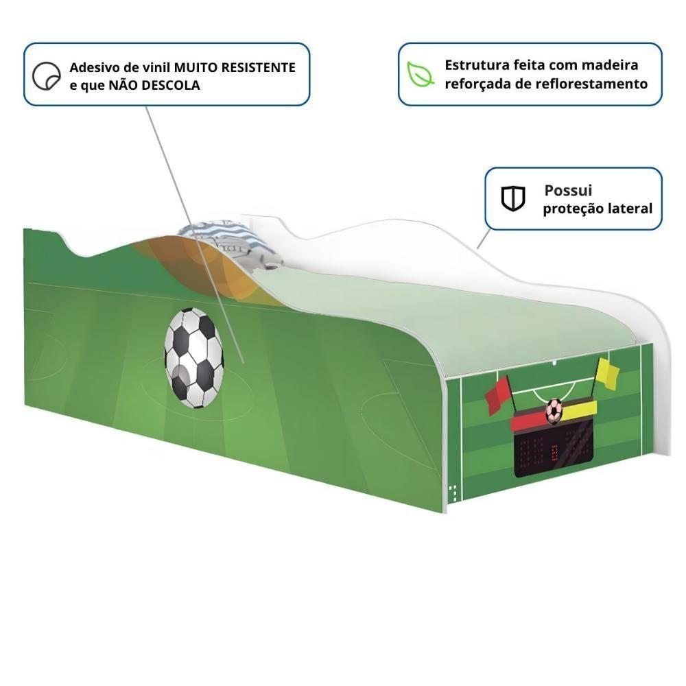 Cama Solteiro Glow Campo De Futebol Solteiro Com Colchão - 2
