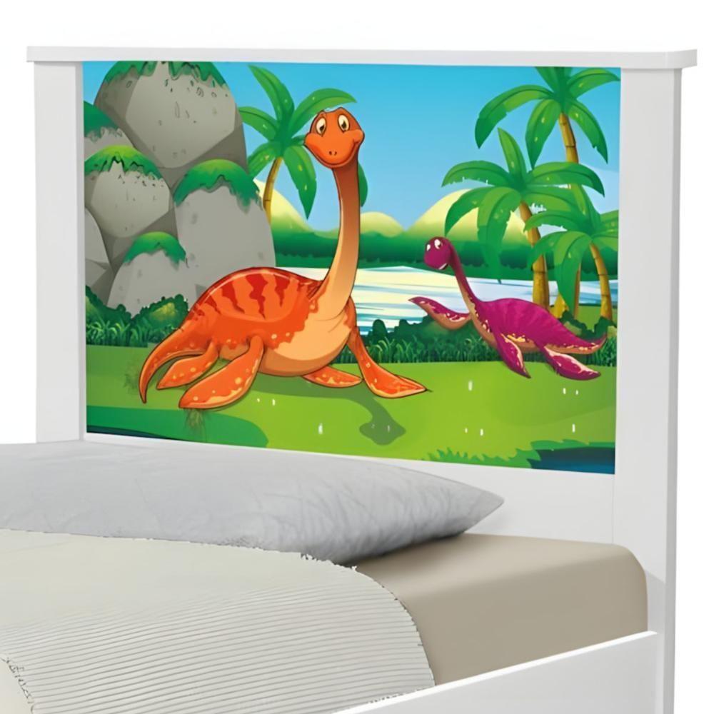 Cama Solteiro Hop Com Cabeceira Dinossauros No Lago - 3