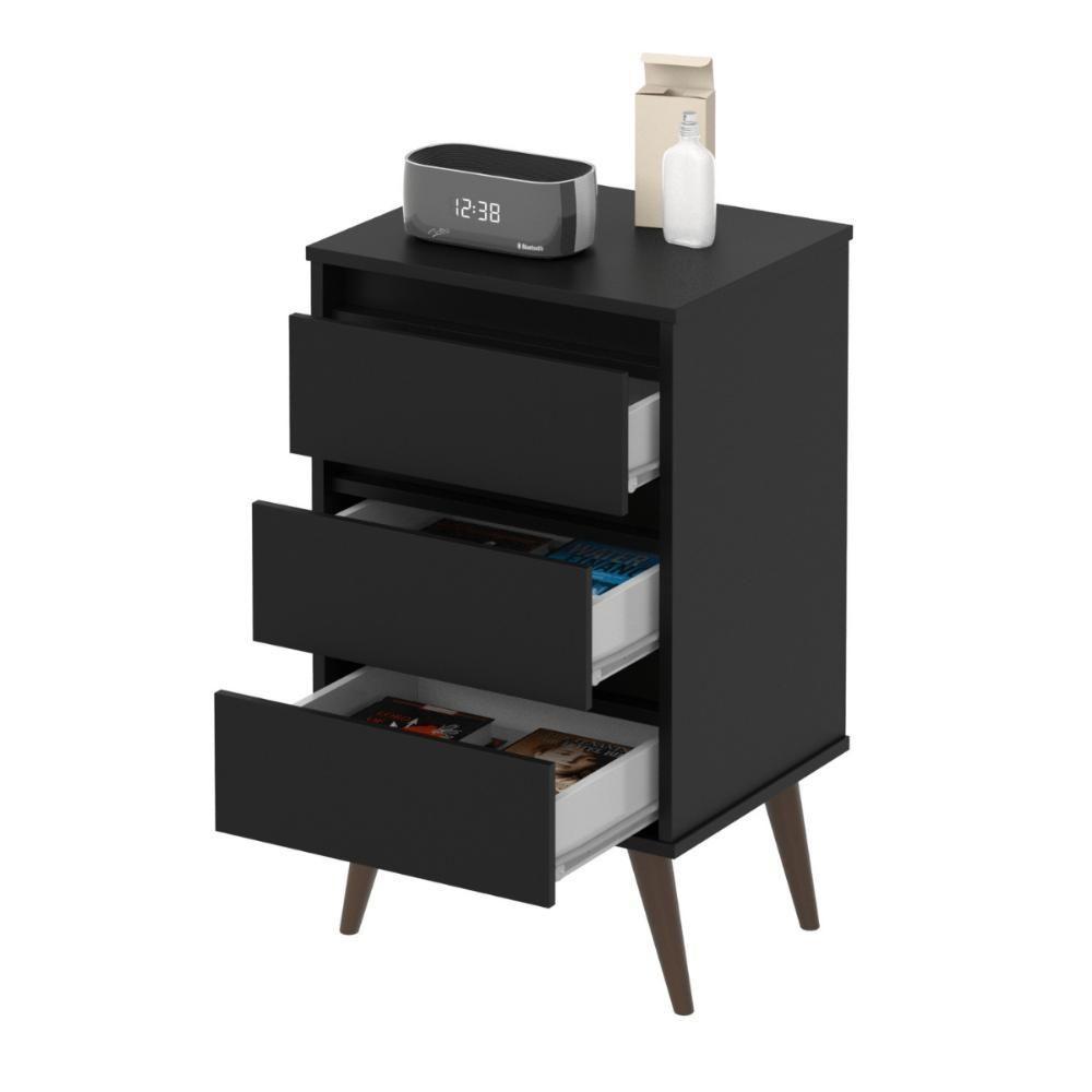 Mesa De Cabeceira Mundo Retrô Preto - 4