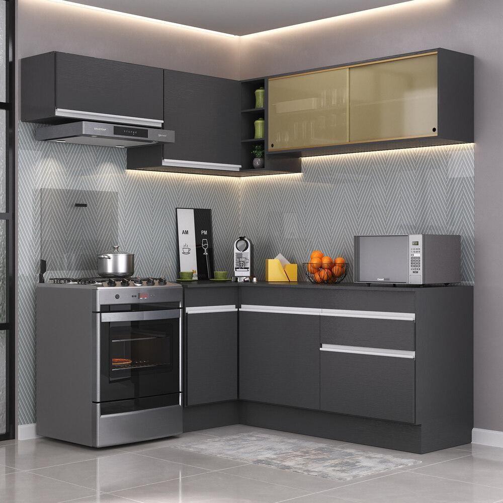 Armário De Cozinha Completa De Canto Mp2094.898 Preto/branco - 1