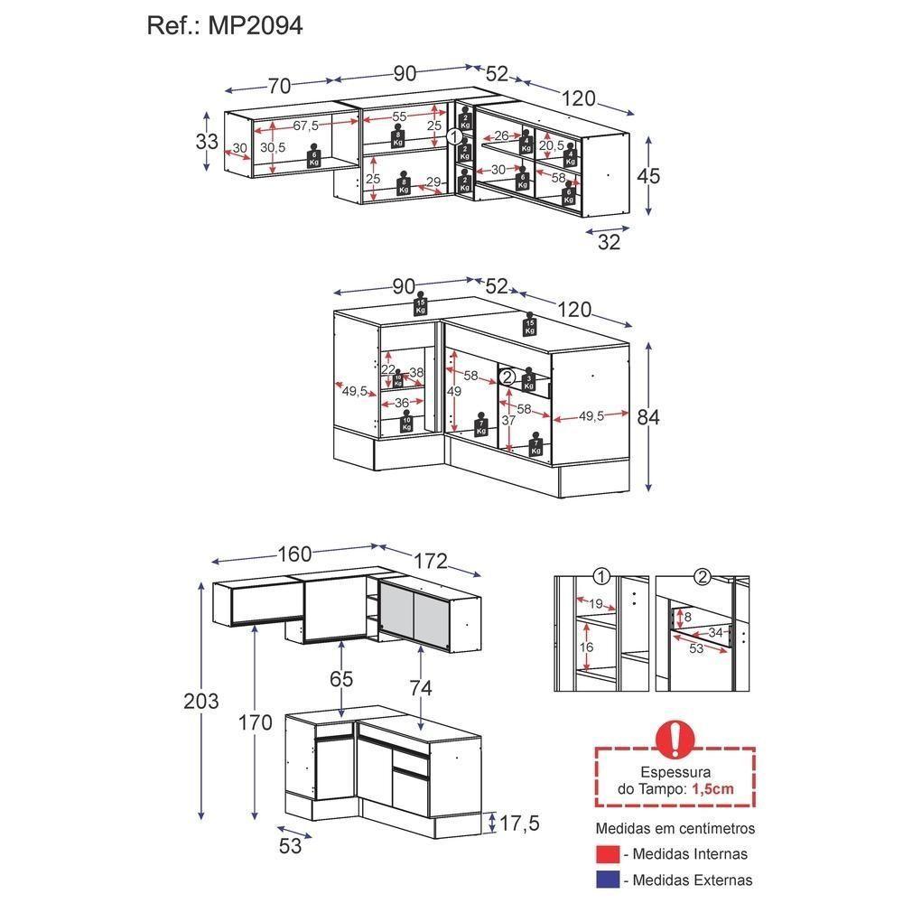 Armário De Cozinha Completa De Canto Mp2094.895 Preto - 4