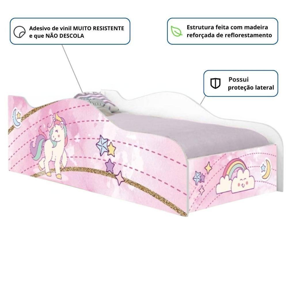 Cama Solteiro Glow Unicónio Rosa Solteiro Com Colchão - 2