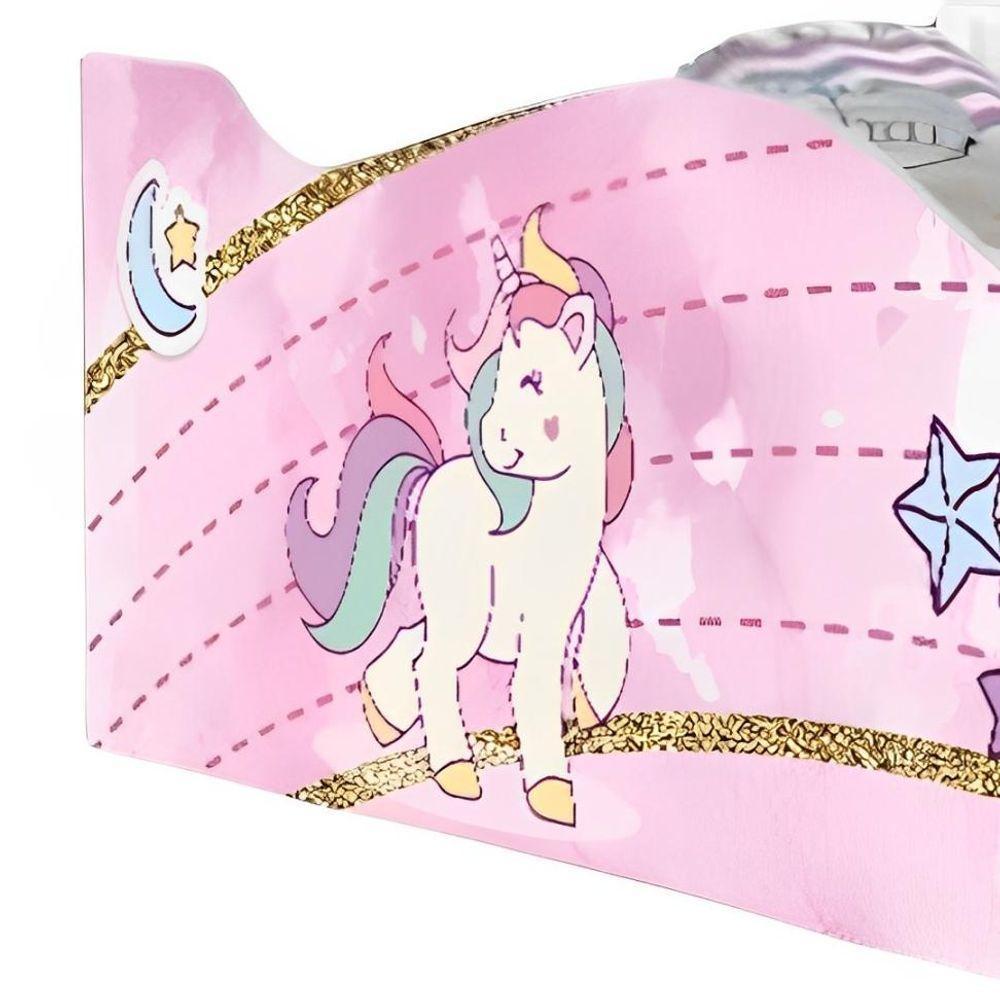 Cama Solteiro Glow Unicónio Rosa Solteiro Com Colchão - 4