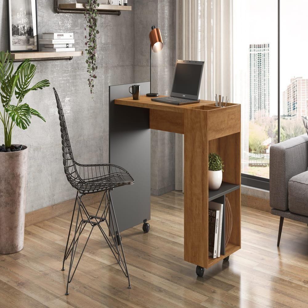 Mesa Para Computador Bulgaria Amendoa-chumbo - 1