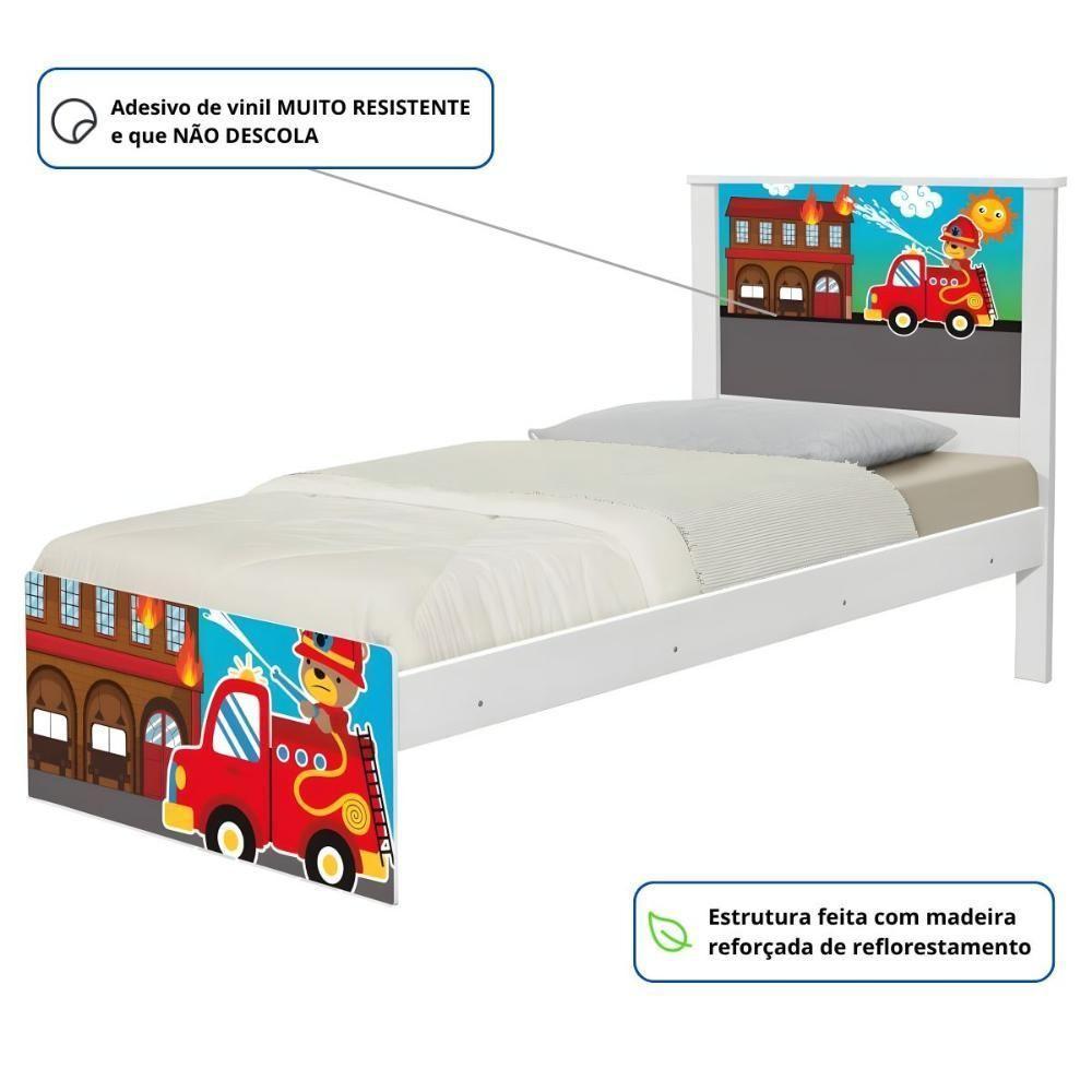 Cama Solteiro Hop Com Cabeceira Bombeiro - 3