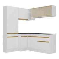 Armário De Cozinha Completa De Canto Com Rodapé Veneza Multimóveis V2089 Branco/dourado Branco/dourado - 2