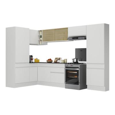 Armário de Cozinha Completa de Canto V2090 11 Portas 1 Gaveta MDF 304cm Preto