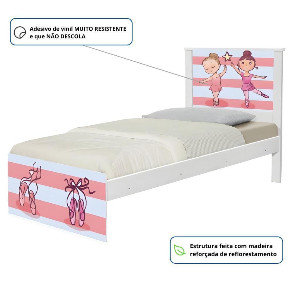Cama Solteiro Hop Com Cabeceira Bailarinas - 3