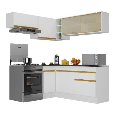 Armário de Cozinha Completa de Canto V2094 7 Portas 1 Gaveta MDF 172cm Preto