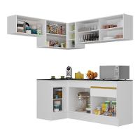 Armário De Cozinha Completa De Canto Com Rodapé Veneza Multimóveis V2094 Branco/dourado Branco/dourado - 3