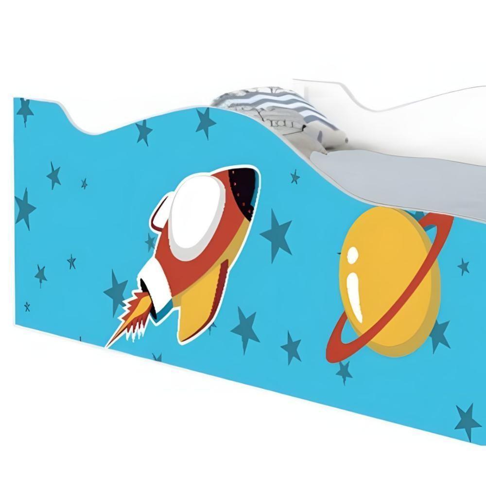 Cama Solteiro Glow Foguete Espacial Solteiro Com Colchão - 4