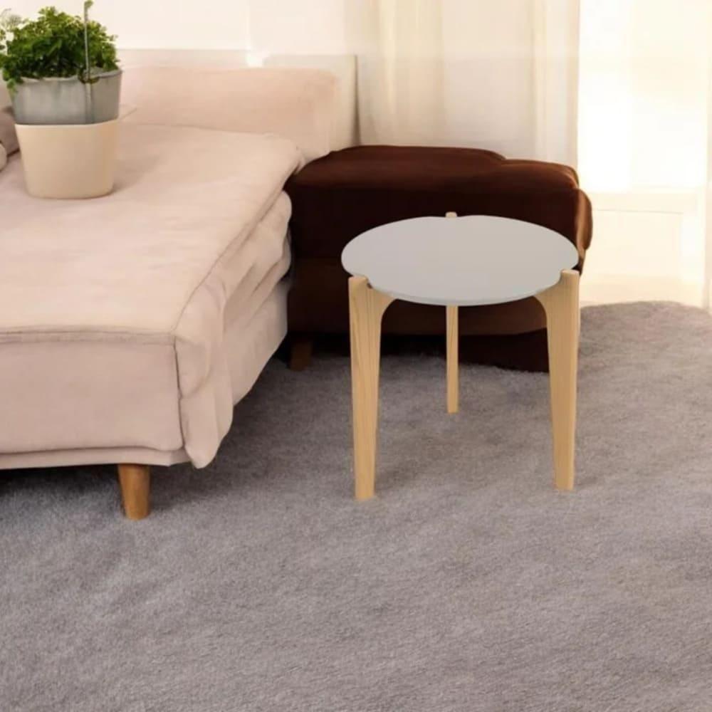 Mesa Lateral Tchequia Off White Perolizado-freijo - 1