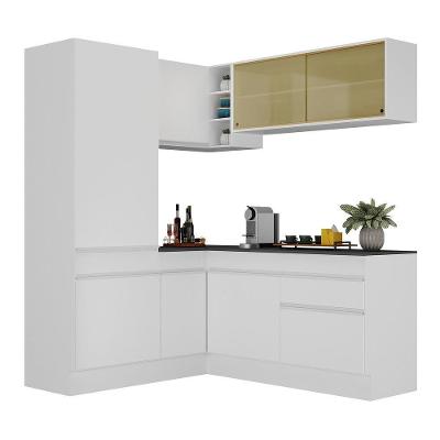 Armário de Cozinha Completa de Canto V2088 8 Portas 1 Gaveta MDF 172cm Preto