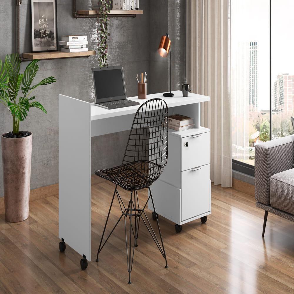 Mesa De Computador Australia Branco Brilhante - 1