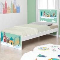 Cama Solteiro Hop Com Cabeceira Mundo Viagens - 1