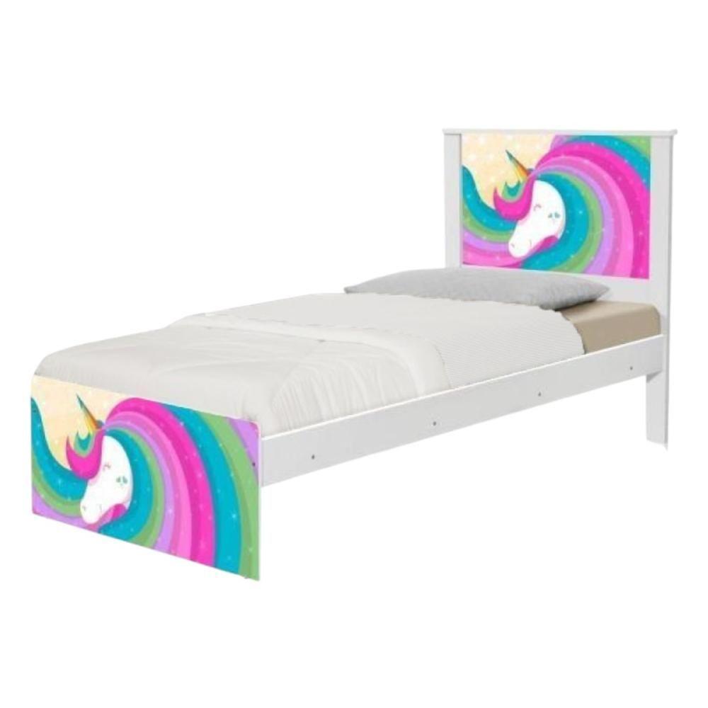 Cama Solteiro Hop Com Cabeceira Barcelona Unicórnio Arco íris - 5
