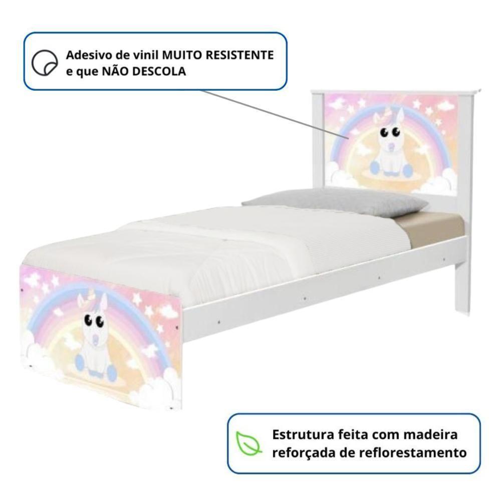 Cama Solteiro Hop Com Cabeceira Barcelona Unicórnio Arco íris - 8