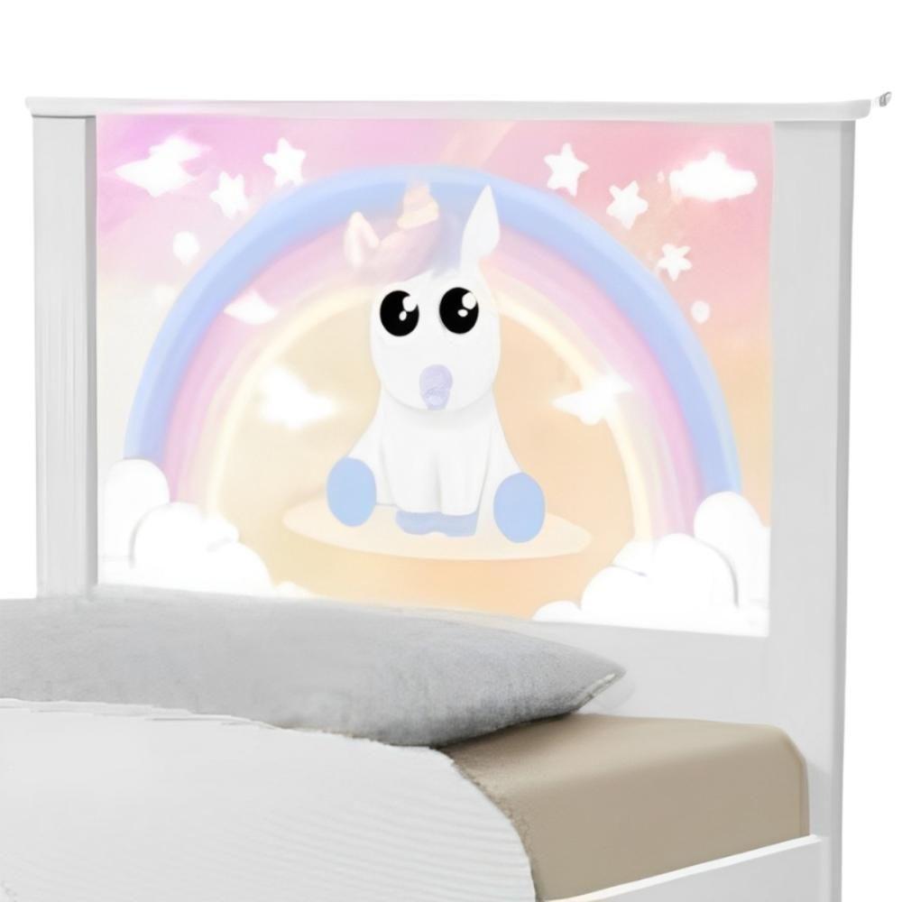 Cama Solteiro Hop Com Cabeceira Barcelona Unicórnio Arco íris - 9