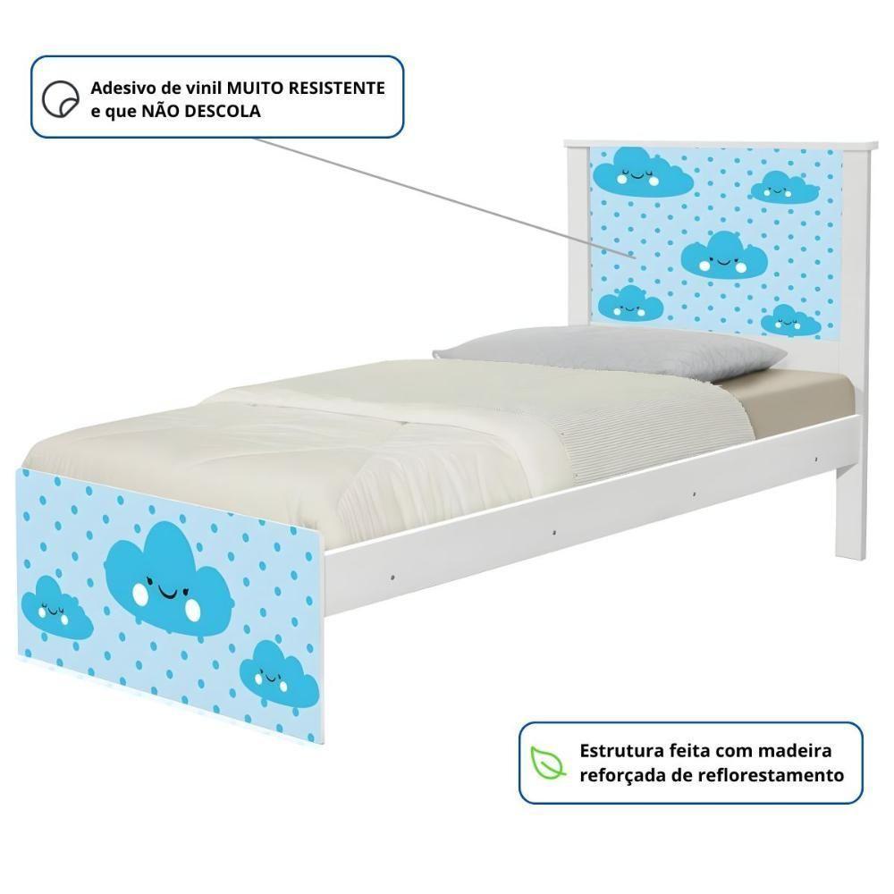Cama Solteiro Hop Com Cabeceira Nuvem Menino - 3