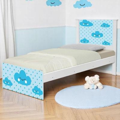 Cama Solteiro Hop Com Cabeceira Nuvem Menino