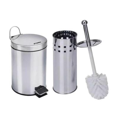Lixeira De Banheiro 5 Litros Com Escova Sanitária E Suporte Inox