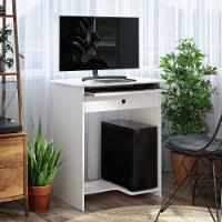 Mesa De Computador Escrivaninha Com Gaveta Barcelona Branco - 1
