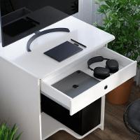 Mesa De Computador Escrivaninha Com Gaveta Barcelona Branco - 5