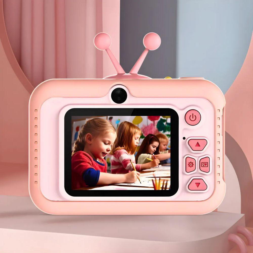 Câmera Digital Infantil Com Capa Anti-queda – Diversão E Criatividade Para Os Pequenos - Rosa - 3