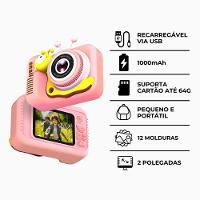 Câmera Digital Infantil Com Capa Anti-queda – Diversão E Criatividade Para Os Pequenos - Rosa - 9